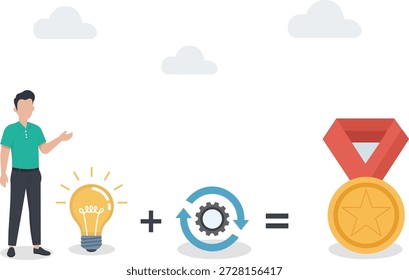 Concepto de éxito a través de la innovación creativa, el proceso eficiente y la excelencia de Profesional