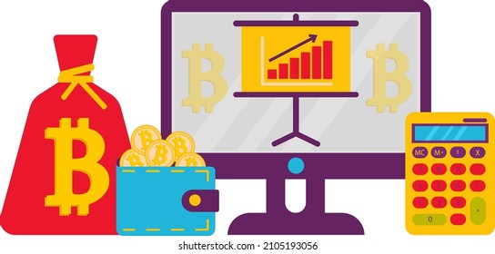 The concept of a successful business in a flat vector design. Vector illustration of the cryptocurrency concept.