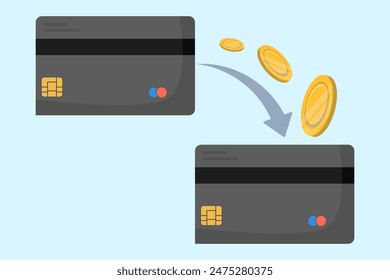 Concept of successful payment via bank debit card icon vector graphic illustration, money payment received to electronic wallet, verified check mark cash transaction image clip art.