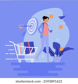 Concept of successfully delivering packages to customers. For e-commerce, logistics, delivery services and couriers. Vector illustration