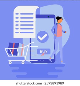 Concept of successfully delivering packages to customers. For e-commerce, logistics, delivery services and couriers. Vector illustration.  EPS 3