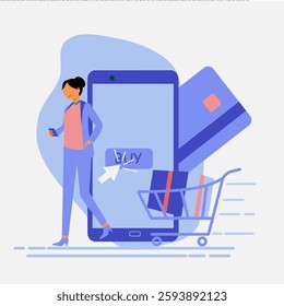 Concept of successfully delivering packages to customers. For e-commerce, logistics, delivery services and couriers. Vector illustration.  EPS 5