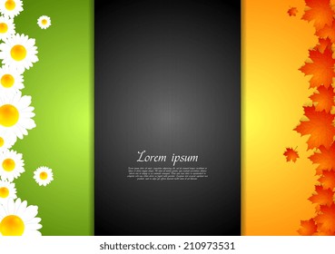 Plantilla de diseño abstracto conceptual de verano y otoño. Fondo del vector