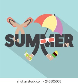 Concept Of Summer Typography Design Vector Illustration