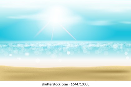 Concept of summer vacation time.The view of beach. Vector illustration design. Used for sale and price discount background.
