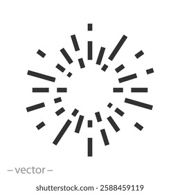 concept with sunburst, sun rays icon vector, flat symbol on white background
