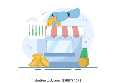 concept of supporting small and medium enterprises. investment or funding to improve and develop local businesses to continue to grow. investors invest money into shops. flat vector illustration.