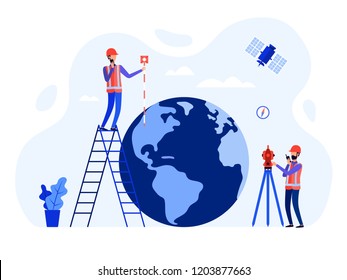 Land Surveyor Images Stock Photos Vectors Shutterstock - concept surveyors geodesists and land engineers using the total station theodolite measuring instruments