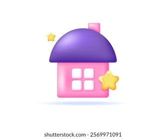 concept symbol of the best and nicest house. favorite lodging or boarding house. house rating. illustration of a house with stars. property. icon or symbol. minimalist 3d style design. element