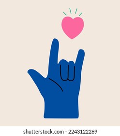 Concept symbol of love, support, family, romance. Colorful vector illustration
