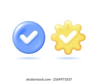 concept symbol of okay, check, safe, verified, valid, approved, pass, yes, secure, accepted, done, complete, correct. label. tick symbol illustration. icon or symbol. minimalist 3d style design