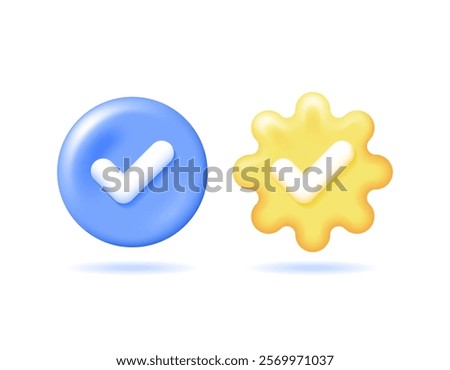 concept symbol of okay, check, safe, verified, valid, approved, pass, yes, secure, accepted, done, complete, correct. label. tick symbol illustration. icon or symbol. minimalist 3d style design