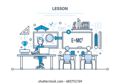 Concept of system education and training, learning, school and class lesson.