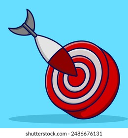 The concept of a target arrow in the middle shows perfect achievement or success. Marketing time concept. Targeting businesses. Red target and arrow, archery target and arrow, vector illustration.