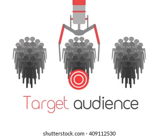 The Concept Of The Target Audience. Choosing Its Exclusive Target Audience. People And Target. Vector Illustration