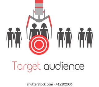 Concept Of The Target Audience. Target And People. Man And Woman. Vector Illustration