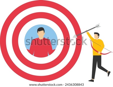 Concept Target customers or target audience to target advertising, business marketer targeting customers in target, selected group to optimize advertising or HR selecting focused candidates concept.