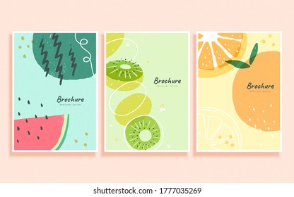 Concept of tasty fruit in abstract Memphis design, cover template for brochure, flyer, and poster use