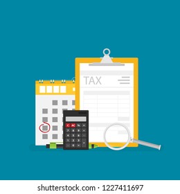 Concept tax payment. Payment of debt. Vector illustration in flat style.