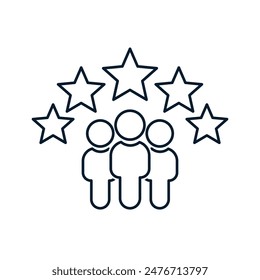 Equipo conceptual de los mejores empleados. Vector lineal aislado sobre fondo blanco.
