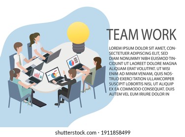 The concept of teamwork Brainstorm ideas in a meeting room. Improve and develop project plans. Raise your hand to comment in the meeting. To propose a solution.