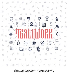 The concept of a Teamwork . Business icons linear flat style