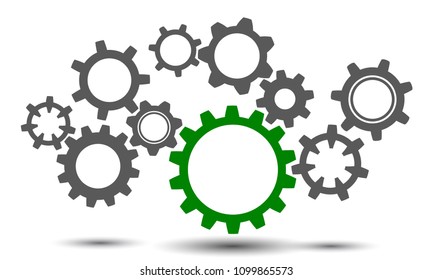 Concept teamwork, generator business idea, group gears - stock vector