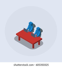 The concept of teamwork. Isometric vector work.