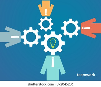 the concept of teamwork - people with heads of gears