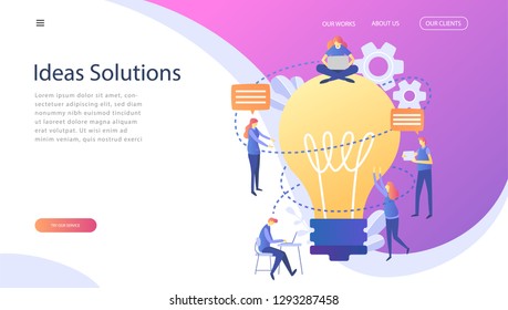 Concept for teamwork, searching for new solutions promotion in the network. Big idea, working together in the company, brainstorming, a symbol of creativity, creative ideas, mind, thinking. Vector 