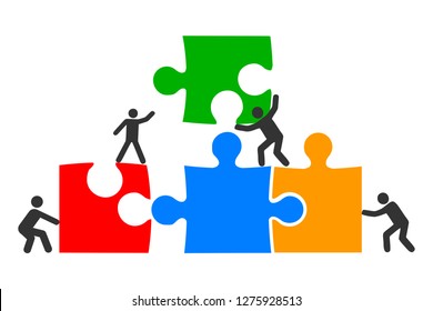 Concept teamwork, staff, partnership, cooperation - stock vector