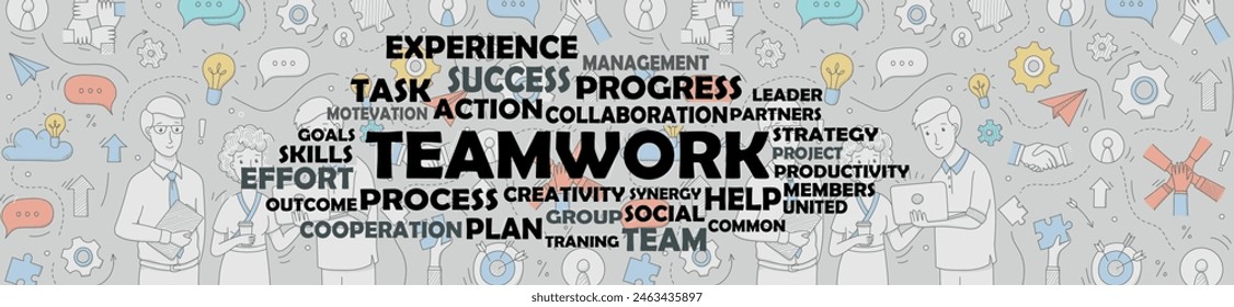 concept teamwork word cloud tags typography style vector illustration wall mural using motivational words 