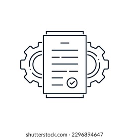 Concepto de datos técnicos, eficiencia empresarial, proceso de papeleo. icono de vector aislado en fondo blanco.