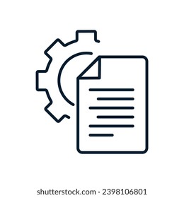 Concept of technical data, document processing process. vector icon isolated on white background.