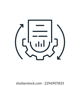 The concept of technical flow of documents, compliance and updating of data. Vector icon isolated on white background.