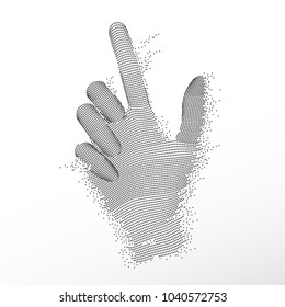 concept of technology advancement, graphic of dotted hand pointing