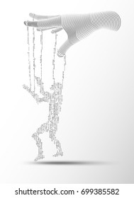 concept of technology control, lined hand control a binary man