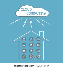 Concept technology,Communication through the cloud computing technology use of  intelligent identity home, eps10 vector illustration