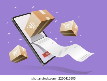 Concept Telephone Online Delivery Package Fast Delivery Mobile Tracking Online Order Online Transaction Vector Illustration