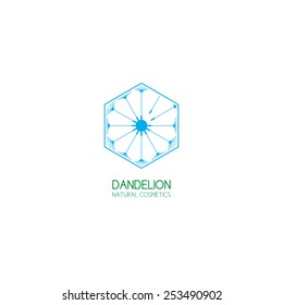 Concept of template logo dandelion. Symbol of natural cosmetics.