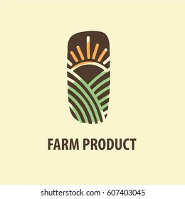 Concept template logotype with abstract sun. Farm product. 