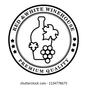 The concept of the template of the wine store logo. Wine jug, grape vines and typographic design. A vectorial emblem for the winery, wine store logo, shop, isolated on white background.