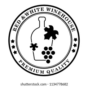 The concept of the template of the wine store logo. Wine jug, grape vines and typographic design. A vectorial emblem for the winery, wine store logo, shop, isolated on white background.