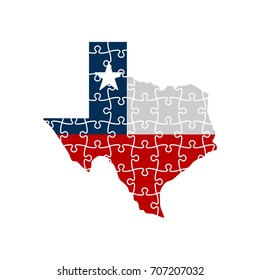 Concept of Texas Rebuilding Mode. Jigsaw Map