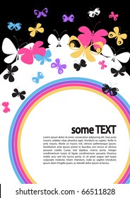 concept of text layout with butterflies and circle