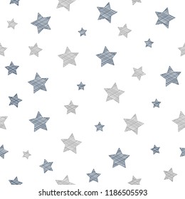 Concept of texture with hand drawn stars - background for a birthday party. Vector.