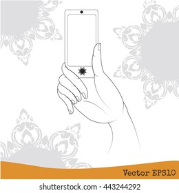 Concept thailand art hand for hold Mobile Phones.