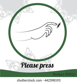 Concept thailand art hand for sign Please press.