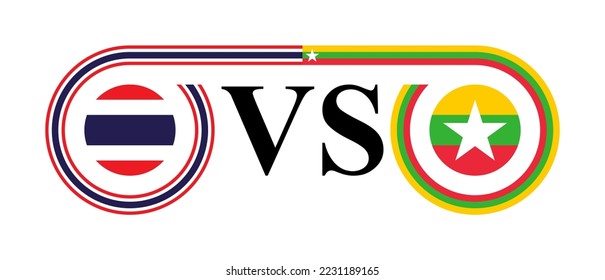 the concept of thailand vs myanmar. vector illustration isolated on white background