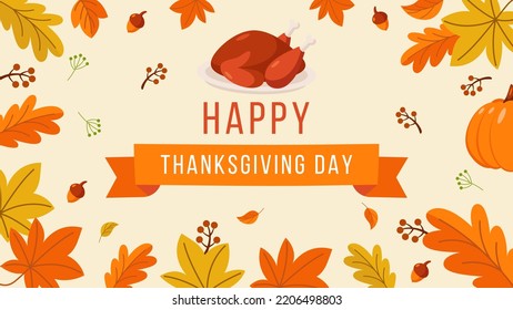 concept of thanksgiving day background in flat style design illustration
